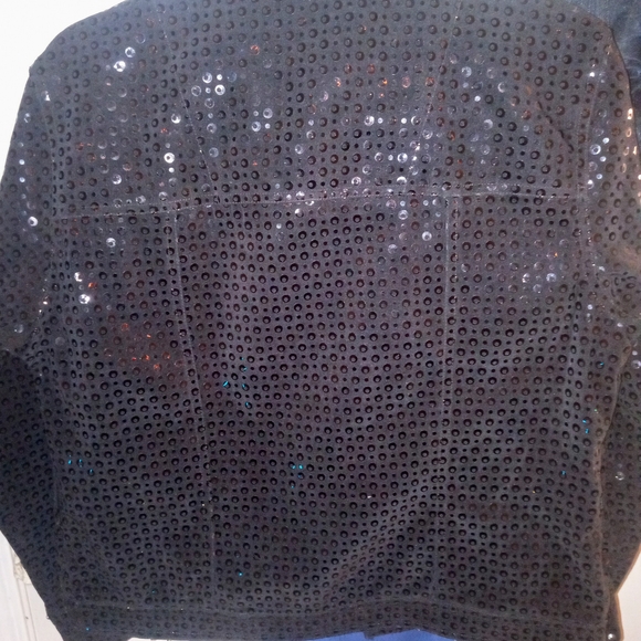 Bill Blass Jean Black Sequins Dressy Jacket with Side Pockets - Picture 3 of 5